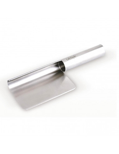Tradineur - Recogemigas de acero inoxidable con mango contenedor 21,5 cm, recogedor de migas metálico plateado, accesorio de coc