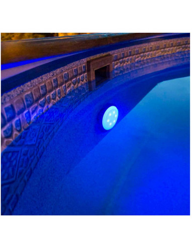 Tradineur - Lámpara led para piscina, luces multicolor, resistente al agua incluye adaptadores para válvulas. 10 x 16,5 x 16,5 c
