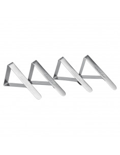 Pack de 4 pinzas sujeta-manteles de7,5 x 4 cm, de acero inoxidable, para mesas con max de 4cm de grosor. Sujetador de inox para