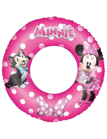 Tradineur - Flotador hinchable Minnie infantil, vinilo resistente, 56 cm diámetro. Para niños de 3 - 6 años.