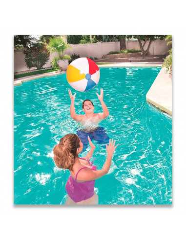Tradineur - Pelota hinchable de colores para playa o piscina, válvula de seguridad, inflables de verano, diámetro 61 cm