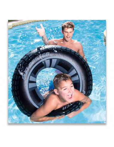 Tradineur - Flotador Hinchable Infantil, Vinilo Resistente, 91 cm diámetro. para niños de 10+. Diseño de Rueda de neumatico