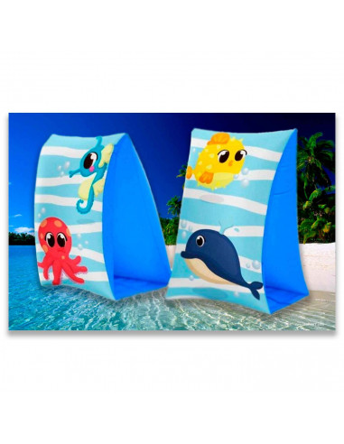 Tradineur - Manguitos infantiles de animalitos, piscina, vinilo resistente. Para niños de 3 - 6 años. 55 x 15 cm