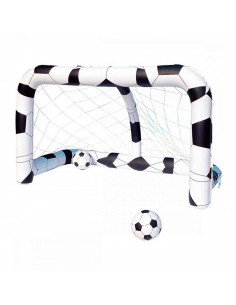 Tradineur - Portería de futbol hinchable, incluye: 2 pelotas de futbol, parche de reparación. 213 x 117 x 125 cm.