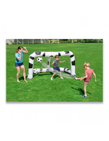 Tradineur - Portería de futbol hinchable, incluye: 2 pelotas de futbol, parche de reparación. 213 x 117 x 125 cm.