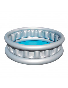Tradineur - Piscina hinchable color gris, 512 litros de capacidad, incluye: parche de reparación. 43 x 152 cm (altura x diámetro