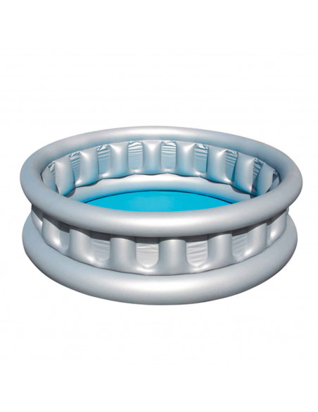 Tradineur - Piscina hinchable color gris, 512 litros de capacidad, incluye: parche de reparación. 43 x 152 cm (altura x diámetro