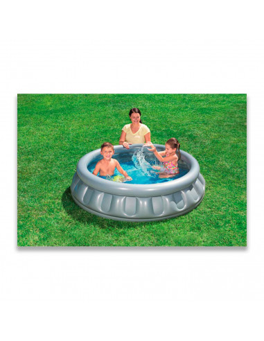 Tradineur - Piscina hinchable color gris, 512 litros de capacidad, incluye: parche de reparación. 43 x 152 cm (altura x diámetro