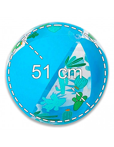 Tradineur - Pelota de playa hinchable con válvula de seguridad, vinilo, balón inflable de verano, Ø 51 cm, color aleatorio