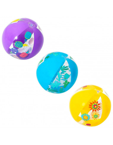 Tradineur - Pelota de playa hinchable con válvula de seguridad, vinilo, balón inflable de verano, Ø 51 cm, color aleatorio