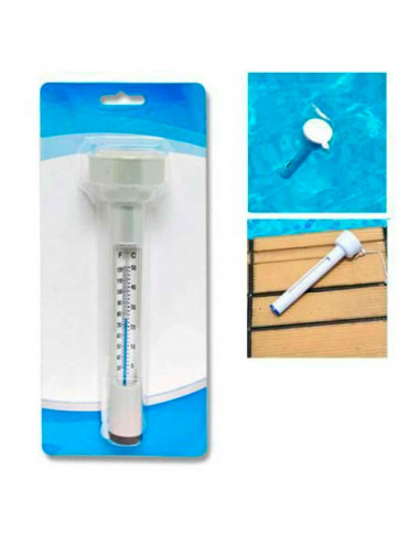 Tradineur -Termómetro para piscina, Incluye correa adjunta, Fahrenheit y Celsius, gradación de temperatura. 18,5 x 5 cm