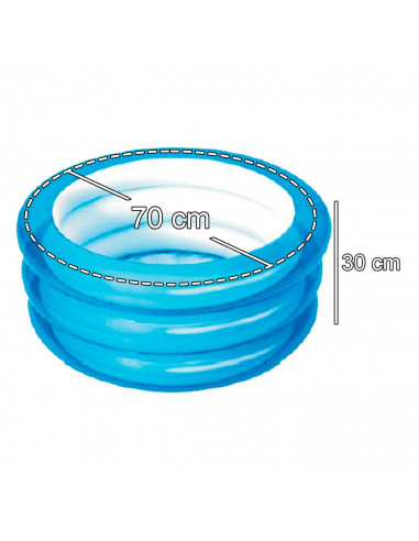 Tradineur - Piscina hinchable infantil redonda con 3 aros, 30 x 70 cm, color surtido