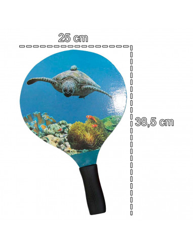 Tradineur - Set de 2 palas de playa con pelota, de 38 x 24 cm, con empuñadura de goma para mayor confort, Para todas las edades.