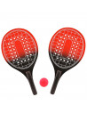 Tradineur - Set de 2 palas de playa con pelota, Para todas las edades. Color rojo y negro. 41 x 20,5 cm