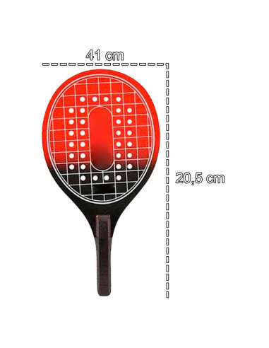 Tradineur - Set de 2 palas de playa con pelota, Para todas las edades. Color rojo y negro. 41 x 20,5 cm