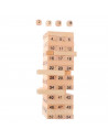 Tradineur - Juego de bloques de madera, 54 fichas numeradas, 4 dados, construcción de torre apilable, habilidad, familia, 15,8 x