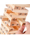 Tradineur - Juego de bloques de madera, 54 fichas numeradas, 4 dados, construcción de torre apilable, habilidad, familia, 15,8 x