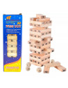 Tradineur - Juego de bloques de madera, 54 fichas numeradas, 4 dados, construcción de torre apilable, habilidad, familia, 15,8 x