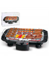 Tradineur - Barbacoa eléctrica portátil con bandeja antigoteo, parrilla con termostato ajustable, fácil de limpiar, superficie d