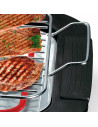 Tradineur - Barbacoa eléctrica portátil con bandeja antigoteo, parrilla con termostato ajustable, fácil de limpiar, superficie d