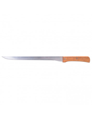 Tradineur - Cuchillo jamonero con hoja de acero inoxidable y mango de madera, cuchillo cortado de jamón, corte preciso, profesio