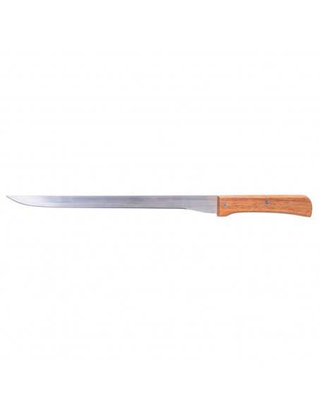 Tradineur - Cuchillo jamonero con hoja de acero inoxidable y mango de madera, cuchillo cortado de jamón, corte preciso, profesio