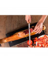Tradineur - Cuchillo jamonero con hoja de acero inoxidable y mango de madera, cuchillo cortado de jamón, corte preciso, profesio