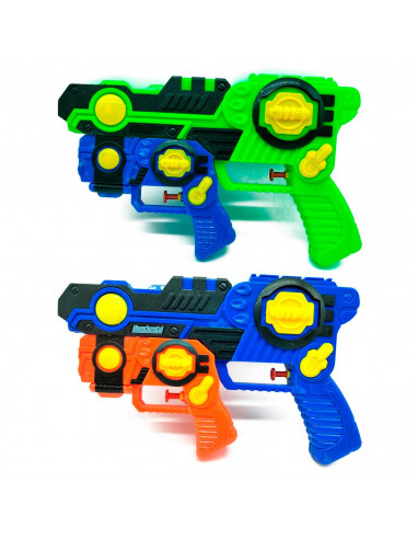 Tradineur - Pistolas de agua doble, dos pistolas de agua en una, Para mayores de 3 años, 16,5 x 25,5 x 4,5 cm, Color Surtido.