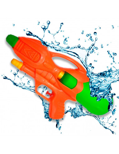 Tradineur - Pistola de agua a presión, incluye cámara para guardar agua y mira, Para mayores de 3 años, 15 x 29 x 6,5 cm, Color