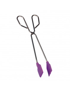 Tradineur - Tenacilla de acero inoxidable con punta de silicona 35 cm, pinzas, tenaza para carne, pescado, ensalada, barbacoa, p