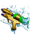 Tradineur - Pistolas de agua a presión dorada, cámara para guardar agua, Para mayores de 3 años, 15 x 29,5 x 5,5 cm, Color Surti