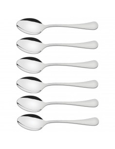Tradineur - Set de 6 cucharas para café de acero inoxidable, cucharillas clásicas para postre, helado, tarta, té, infusiones, 13