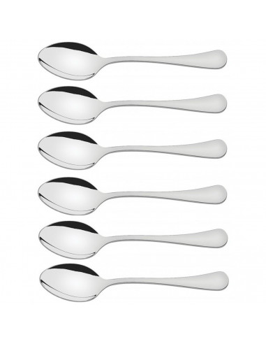 Tradineur - Set de 6 cucharas para café de acero inoxidable, cucharillas clásicas para postre, helado, tarta, té, infusiones, 13