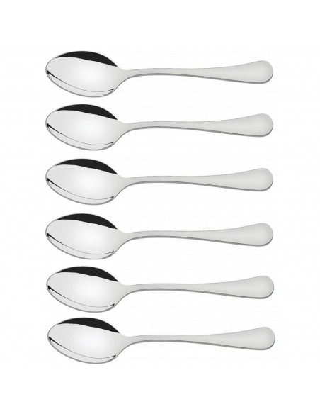 Tradineur - Set de 6 cucharas para café de acero inoxidable, cucharillas clásicas para postre, helado, tarta, té, infusiones, 13