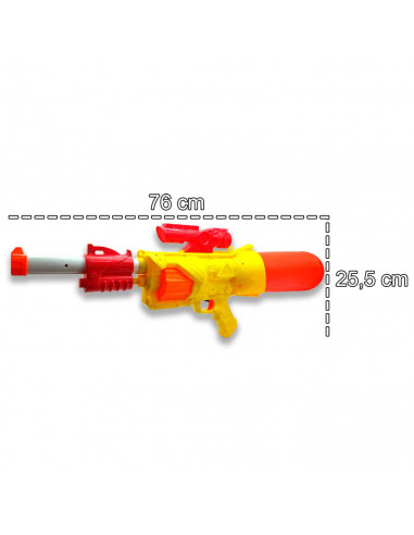 Tradineur - Pistolas de agua a presión de 76 cm, incluye cámara para guardar agua y mira, Para mayores de 3 años, 25,5 x 76 x 11
