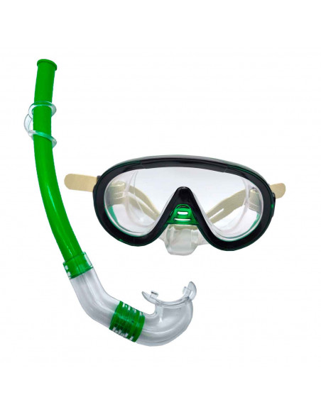 Tradineur - Set de gafas de buceo con tubo, Protección UV, Diseño estilo aviador, Fabricadas en PVC, Medida ajustable. Surtido