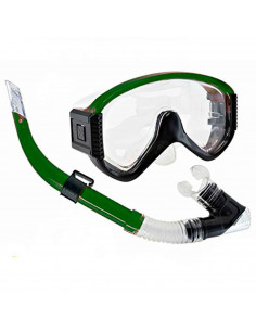Tradineur - Set de gafas de buceo con tubo Neptuno, Protección UV, Diseño estilo Neptuno, Fabricadas en PVC, Medida ajustable. C