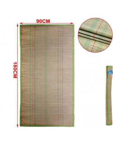 Tradineur - Esterilla de playa de fibra vegetal, enrollable, reutilizable, ligera y resistente, picnic, acampada, camping, 90 x