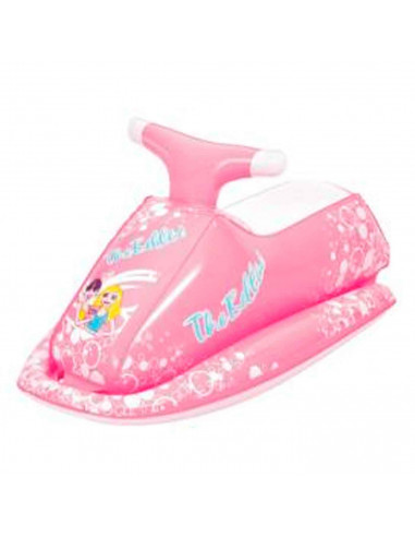 Tradineur - Flotador hinchable infantil con forma de moto de agua, vinilo resistente, valvula de seguridad. 89 x 46 cm.
