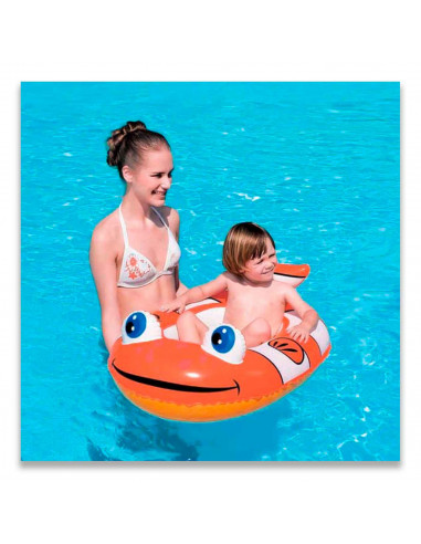Tradineur - Barca hinchable infantil con forma de pez, vinilo resistente, válvula de seguridad, 102 x 69 cm.