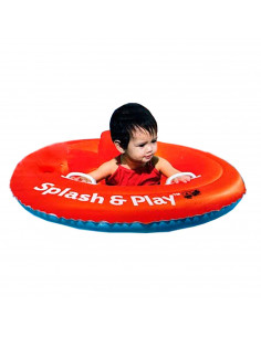 Tradineur - Flotador hinchable infantil para bebes, PVC resistente, 2 asas de agarre, Color rojo. Diámetro 69 cm.