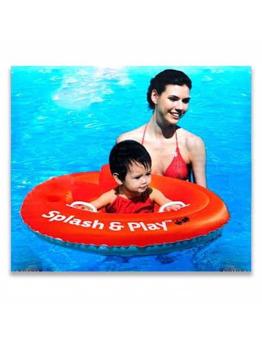 Tradineur - Flotador hinchable infantil para bebes, PVC resistente, 2 asas de agarre, Color rojo. Diámetro 69 cm.