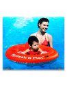 Tradineur - Flotador hinchable infantil para bebes, PVC resistente, 2 asas de agarre, Color rojo. Diámetro 69 cm.
