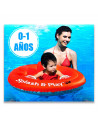 Tradineur - Flotador hinchable infantil para bebes, PVC resistente, 2 asas de agarre, Color rojo. Diámetro 69 cm.