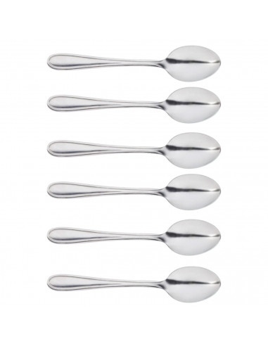 Tradineur - Set de 6 cucharas moka de acero inoxidable, cucharillas clásicas para postre, helado, tarta, té, infusiones, 12 cm
