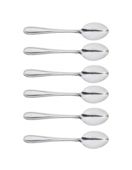 Tradineur - Set de 6 cucharas moka de acero inoxidable, cucharillas clásicas para postre, helado, tarta, té, infusiones, 12 cm