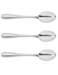 Tradineur - Set de 3 cucharas soperas de acero inoxidable, cucharas de mesa clásicas para sopas, caldos, potajes, 19,5 cm