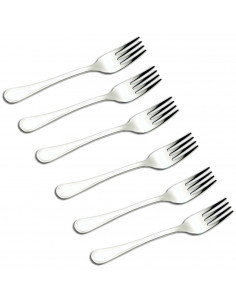 Tradineur - Set de 6 tenedores lunch de acero inoxidable, cubiertos clásicos para postre, tarta, helado, aptos para lavavajillas