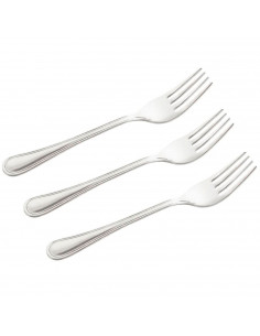 Tradineur - Set de 3 tenedores de mesa de acero inoxidable, cubiertos clásicos para carne, aptos para lavavajillas, 19,4 cm