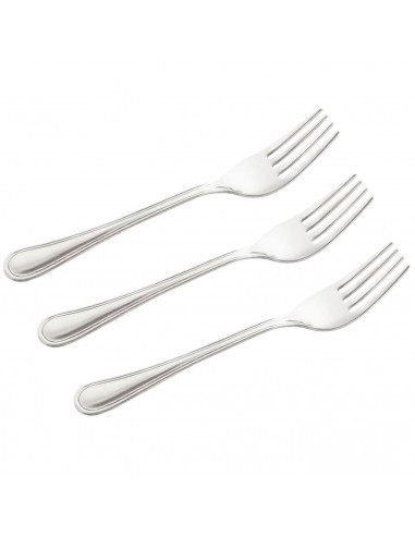 Tradineur - Set de 3 tenedores de mesa de acero inoxidable, cubiertos clásicos para carne, aptos para lavavajillas, 19,4 cm